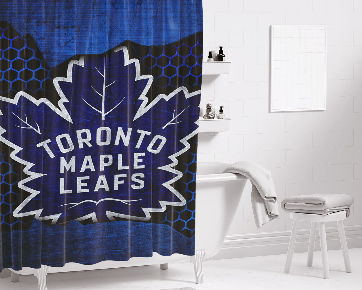 Toronto Maple Leaf Bathroom Shower Curtain Fabric Waterproof | 66 X 72 Inch