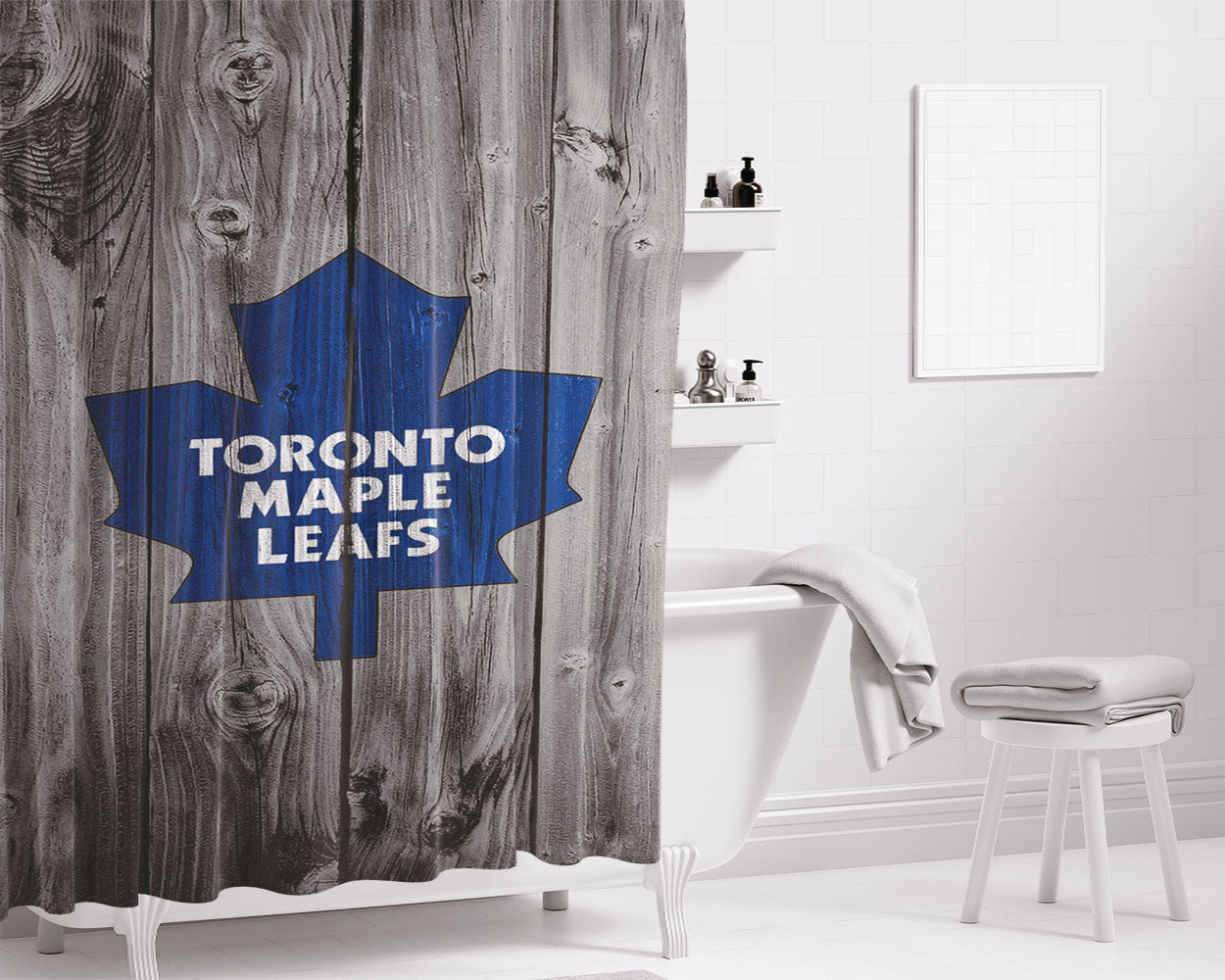 Toronto Maple Leafs Nhl Ice Hokey Leafs Bathroom Shower Curtain Fabric Waterproof | 66 X 72 Inch