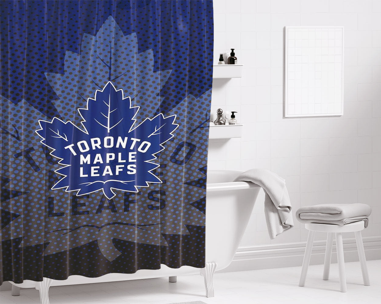Toronto Maple Leafs Nhl Logo Bathroom Shower Curtain Fabric Waterproof | 66 X 72 Inch