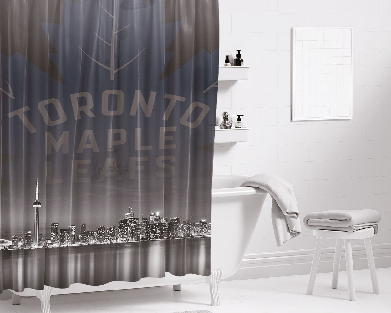 Toronto Maple Leafs Nhl Bathroom Shower Curtain Fabric Waterproof | 66 X 72 Inch