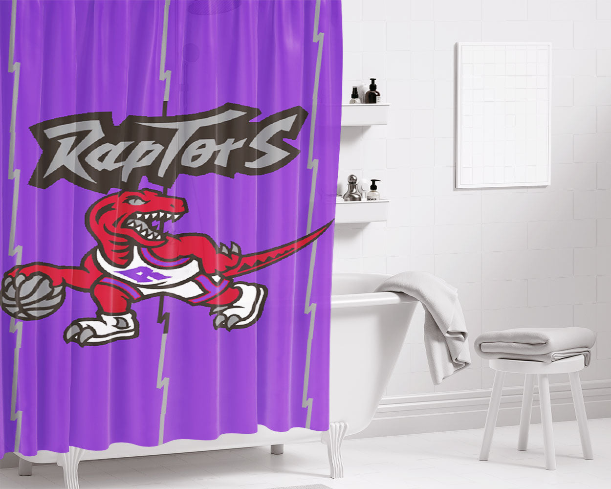 Toronto Raptors Nba Basketball Bathroom Shower Curtain Fabric Waterproof | 66 X 72 Inch