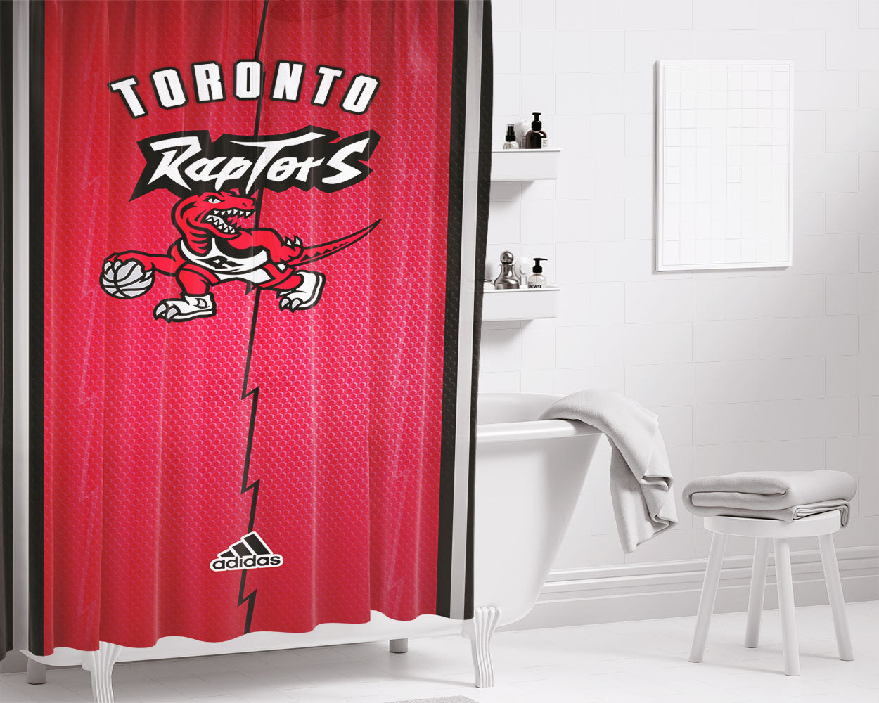 Toronto Raptors Smartphone Bathroom Shower Curtain Fabric Waterproof | 66 X 72 Inch