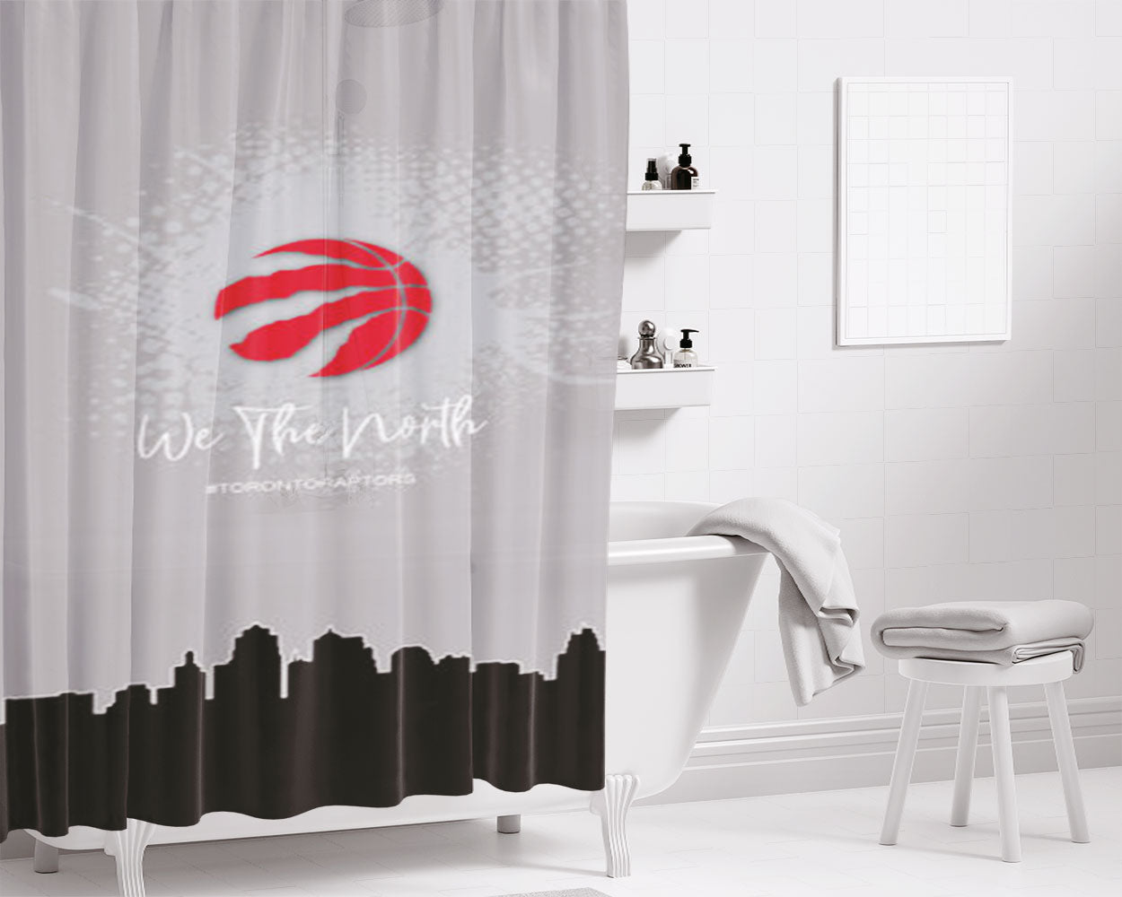 Toronto Raptors We The North Bathroom Shower Curtain Fabric Waterproof | 66 X 72 Inch