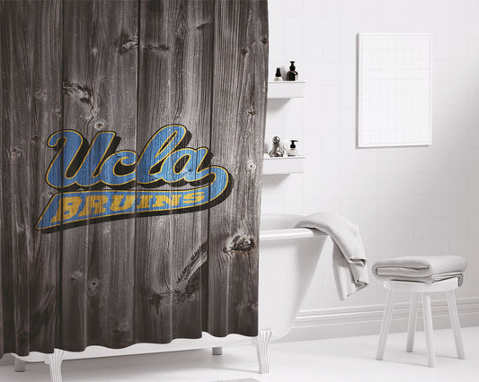 Personalized Ucla Bruins Logo Dark Wood Shower Curtain Farmhouse Bathroom Decor