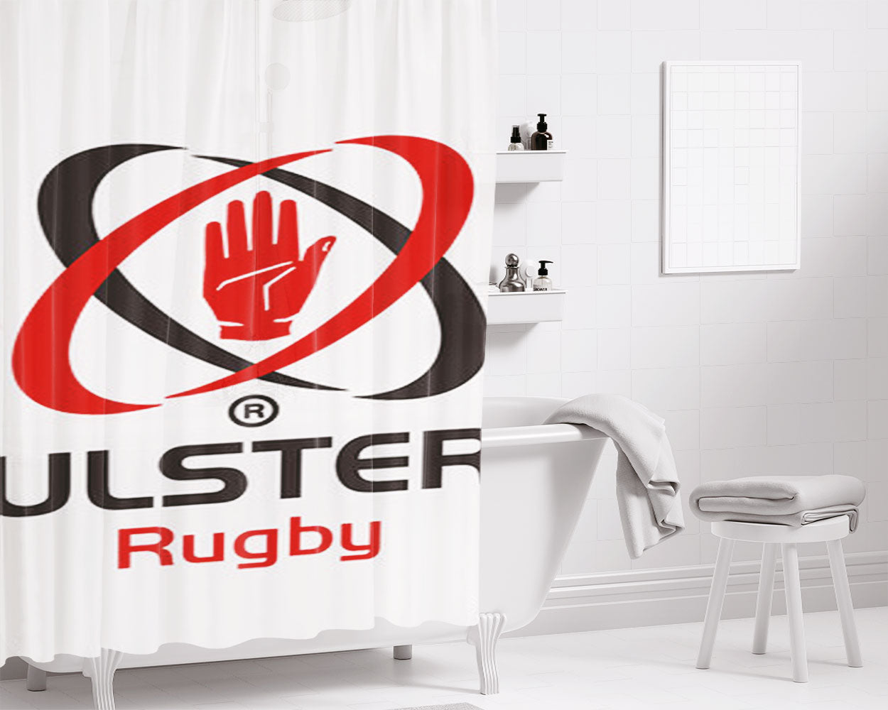 Ulster Rugby Logo Bathroom Shower Curtain Fabric Waterproof | 66 X 72 Inch
