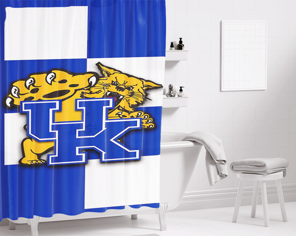 University Of Kentucky Symbol Bathroom Shower Curtain Fabric Waterproof | 66 X 72 Inch