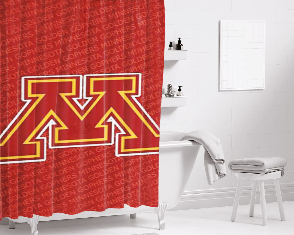 University Of Minnesota Football Bathroom Shower Curtain Fabric Waterproof | 66 X 72 Inch