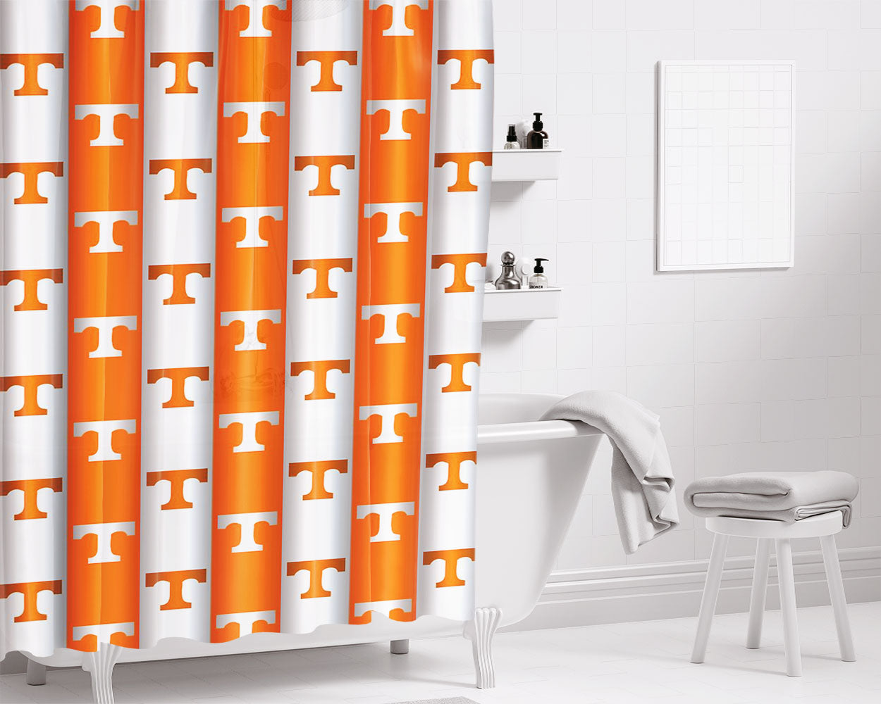 University Of Tennessee Vols Line Bathroom Shower Curtain Fabric Waterproof | 66 X 72 Inch