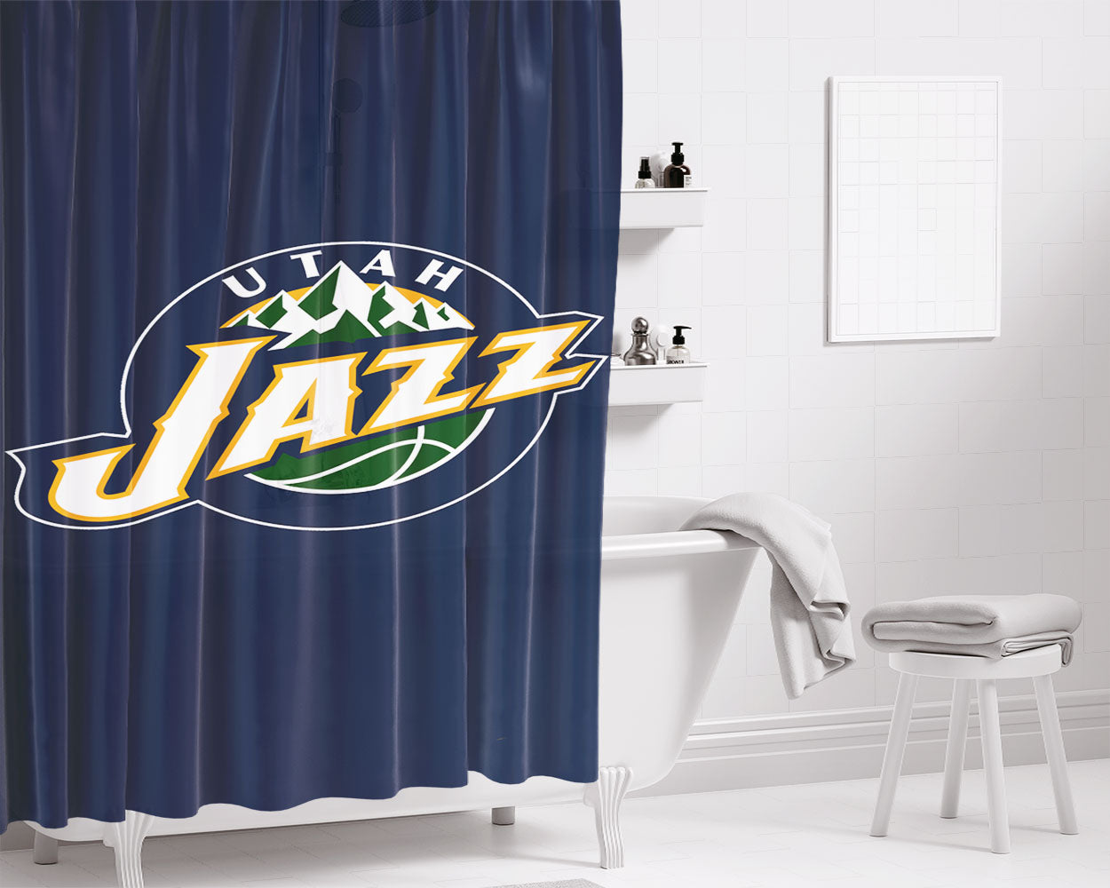 Utah Jazz Logo Bathroom Shower Curtain Fabric Waterproof | 66 X 72 Inch