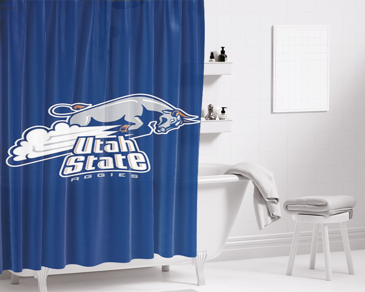 Utah State Aggies Icon Bathroom Shower Curtain Fabric Waterproof | 66 X 72 Inch