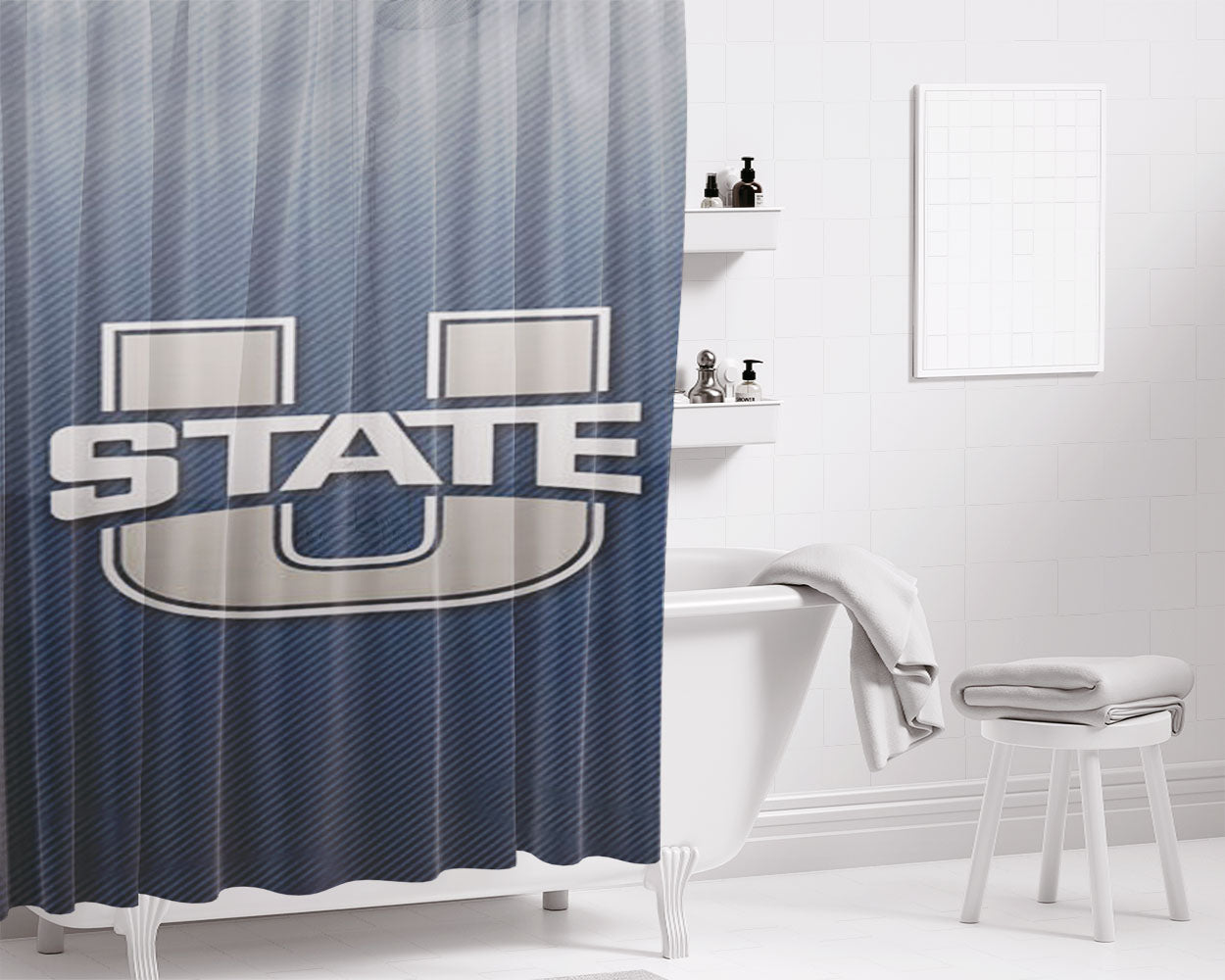 Utah State Aggies Logo Bathroom Shower Curtain Fabric Waterproof | 66 X 72 Inch
