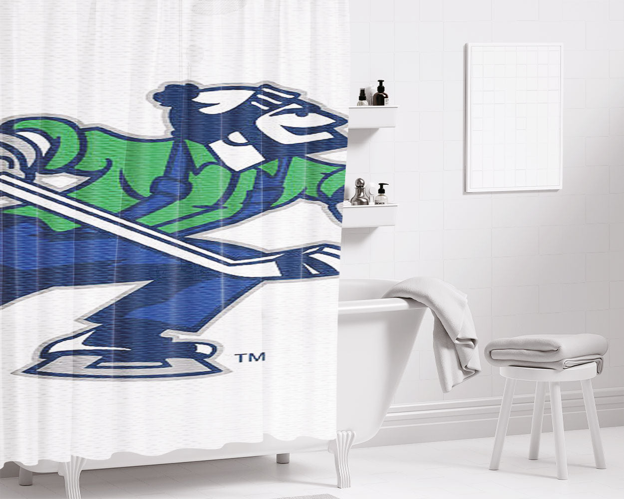 Vancouver Canucks Johnny Logo Bathroom Shower Curtain Fabric Waterproof | 66 X 72 Inch