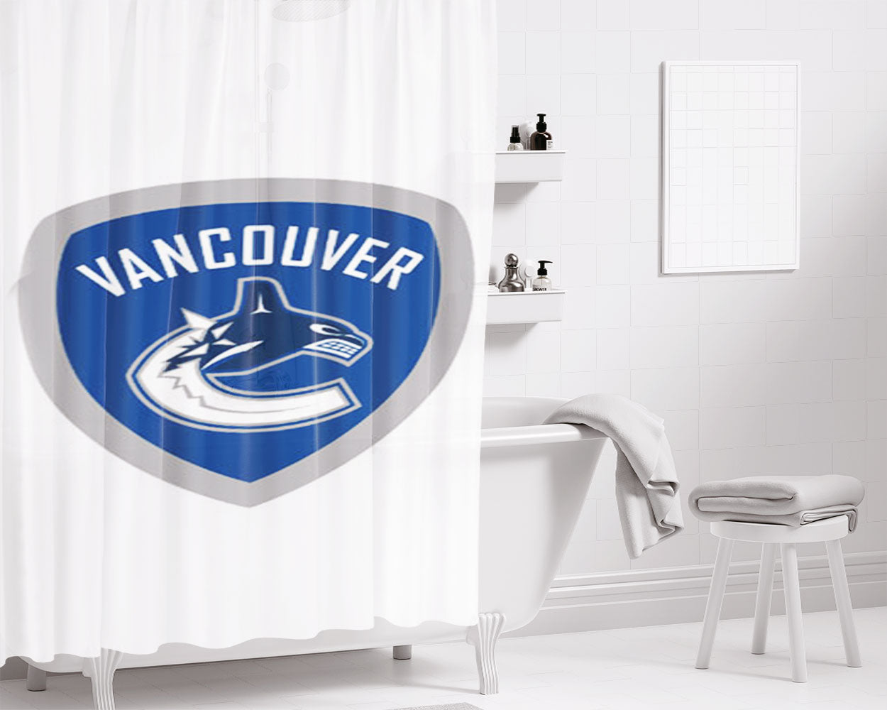 Vancouver Emblem Bathroom Shower Curtain Fabric Waterproof | 66 X 72 Inch