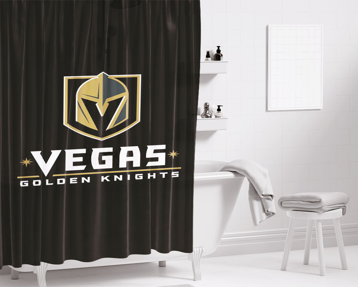 Vegas Golden Knight Bathroom Shower Curtain Fabric Waterproof | 66 X 72 Inch