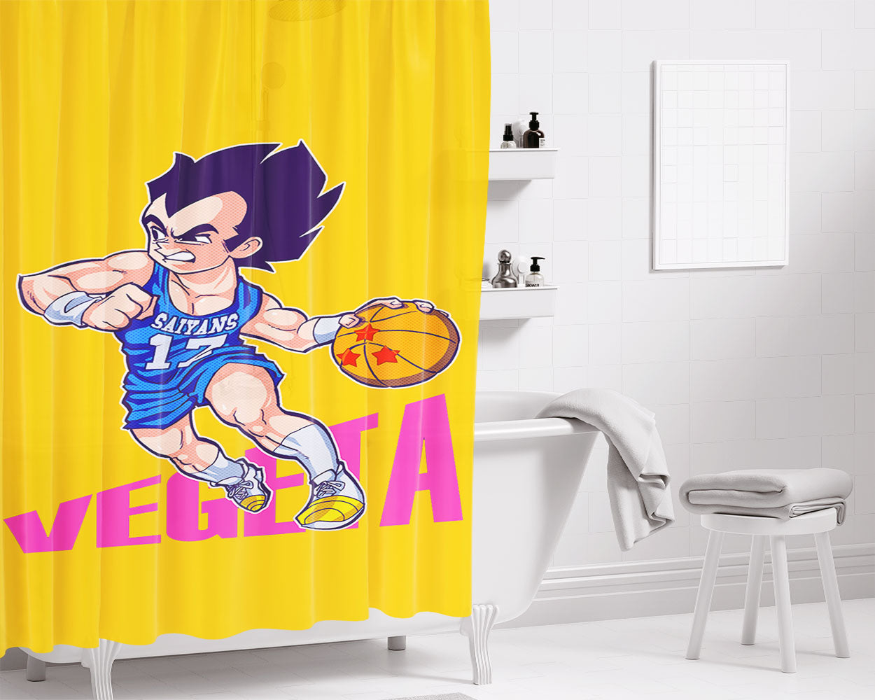 Vegeta Nba Basket Bathroom Shower Curtain Fabric Waterproof | 66 X 72 Inch