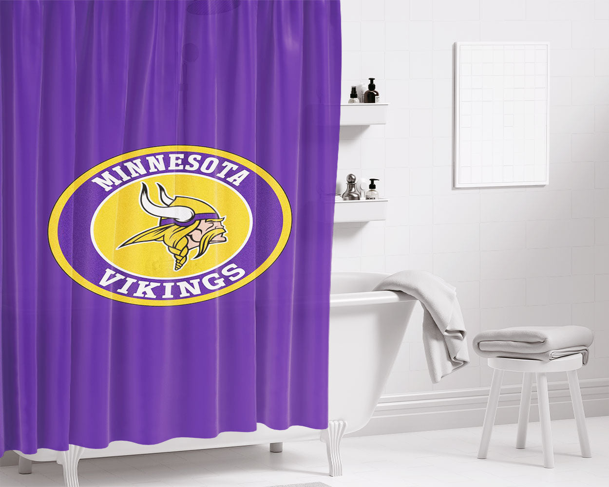 Vikings Logos Bathroom Shower Curtain Fabric Waterproof | 66 X 72 Inch