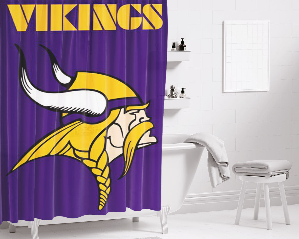 Vikings Bathroom Shower Curtain Fabric Waterproof | 66 X 72 Inch