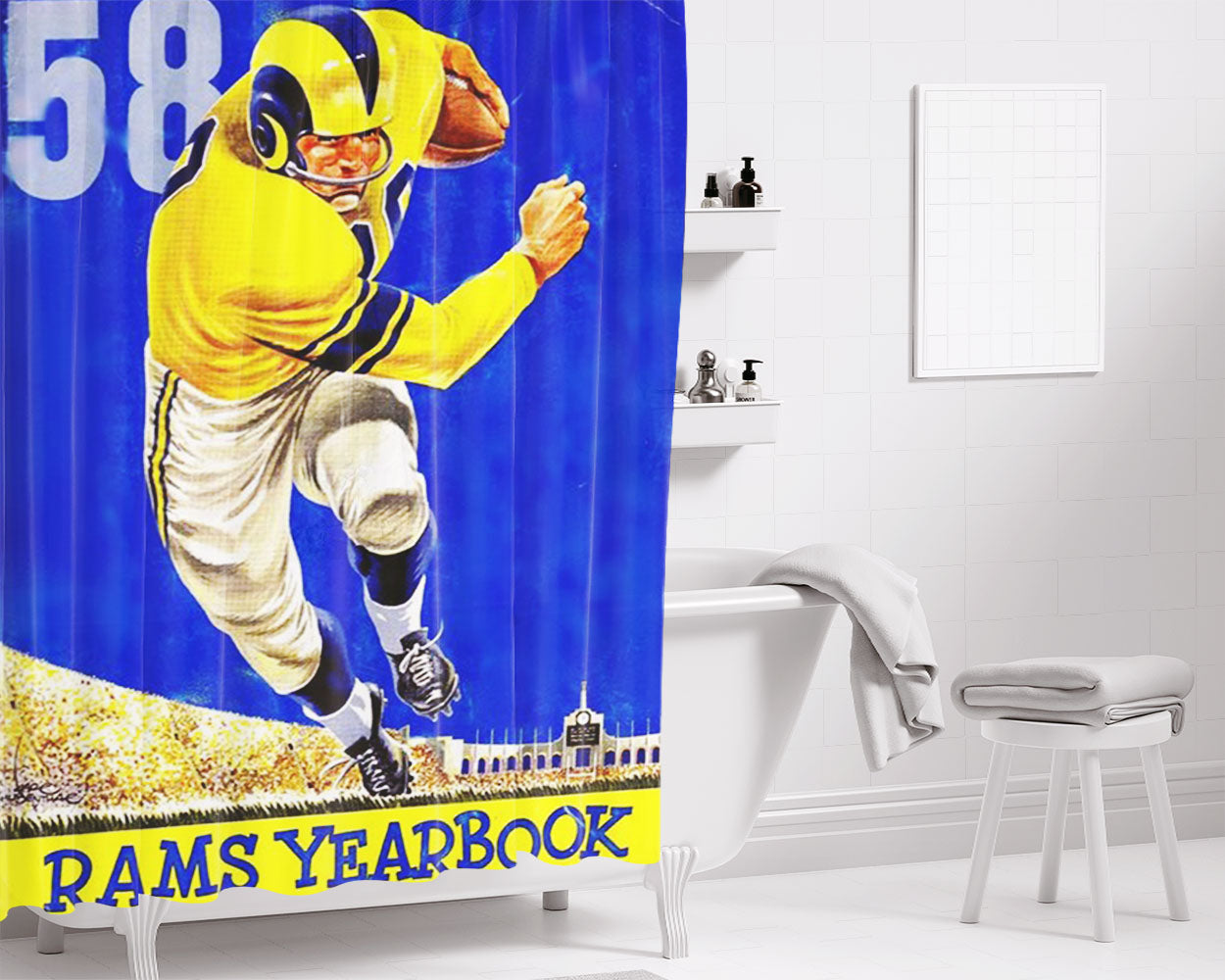 Vintage Los Angeles Rams Bathroom Shower Curtain Fabric Waterproof | 66 X 72 Inch