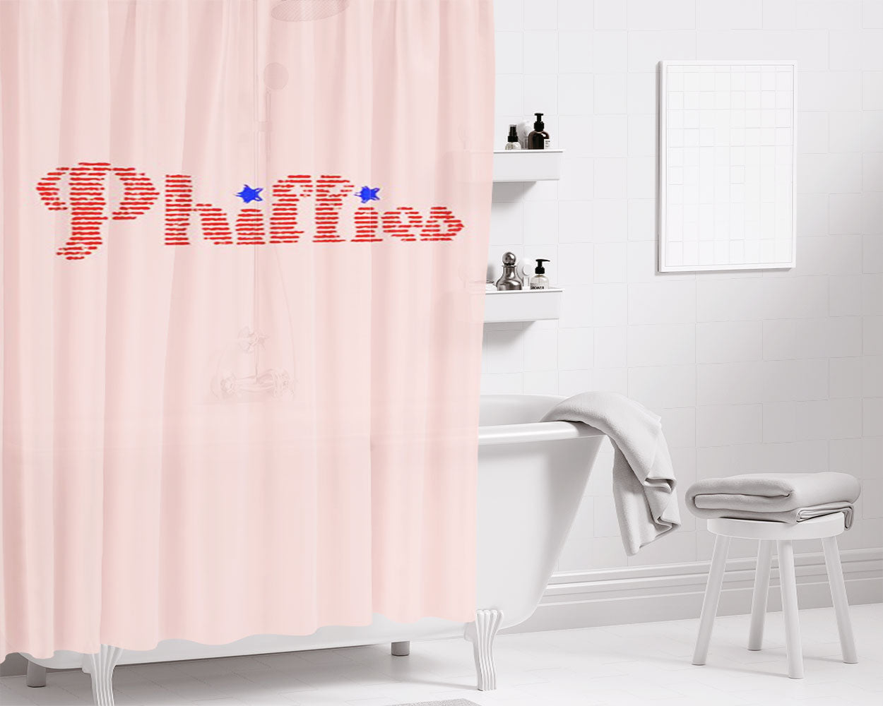 Vintage Philadelphia Phillies Legends Gear Team Gift Bathroom Shower Curtain Fabric Waterproof | 66 X 72 Inch
