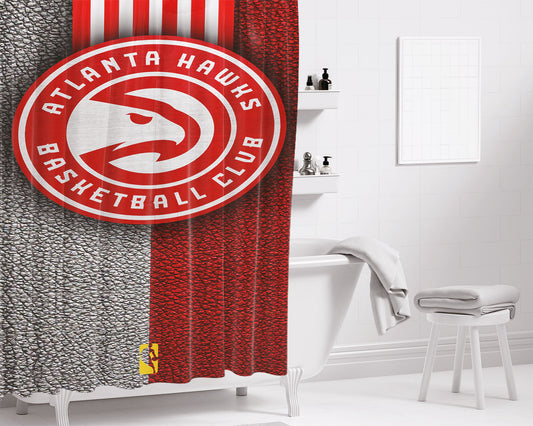 Personalized Wallpaper Sport Logo Basketball Atlanta Hawks Nba Shower Curtain Farmhouse Bathroom Decor