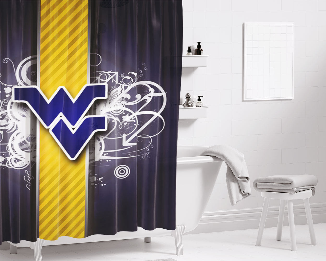 West Virginia Logo Bathroom Shower Curtain Fabric Waterproof | 66 X 72 Inch