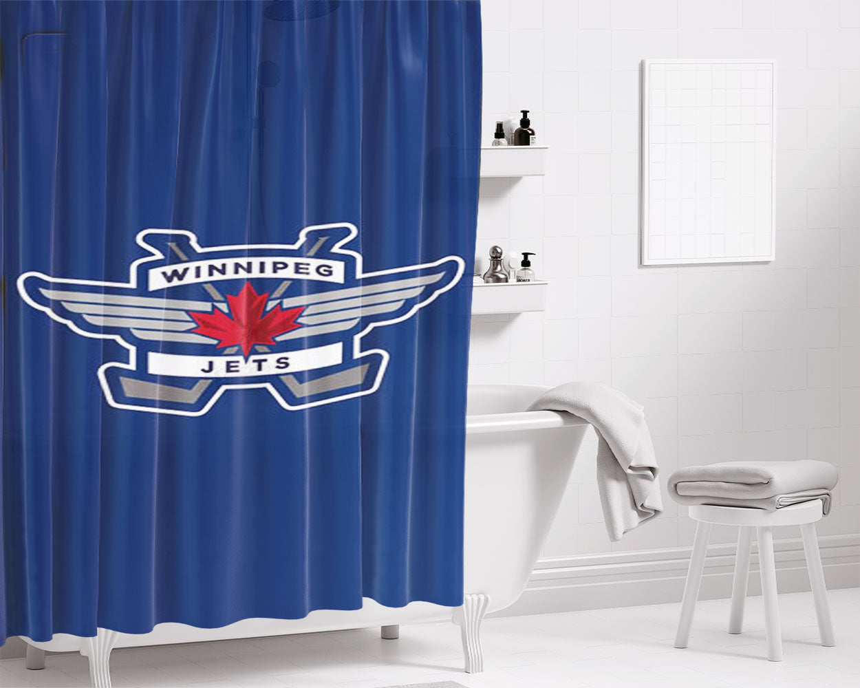 Winnipeg Jets Logo Bathroom Shower Curtain Fabric Waterproof | 66 X 72 Inch
