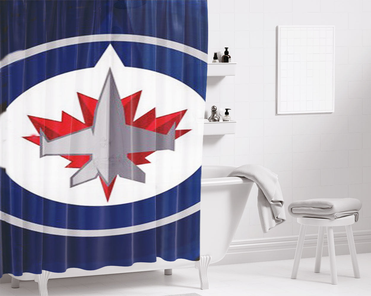 Winnipeg Jets Nhl Sport Bathroom Shower Curtain Fabric Waterproof | 66 X 72 Inch