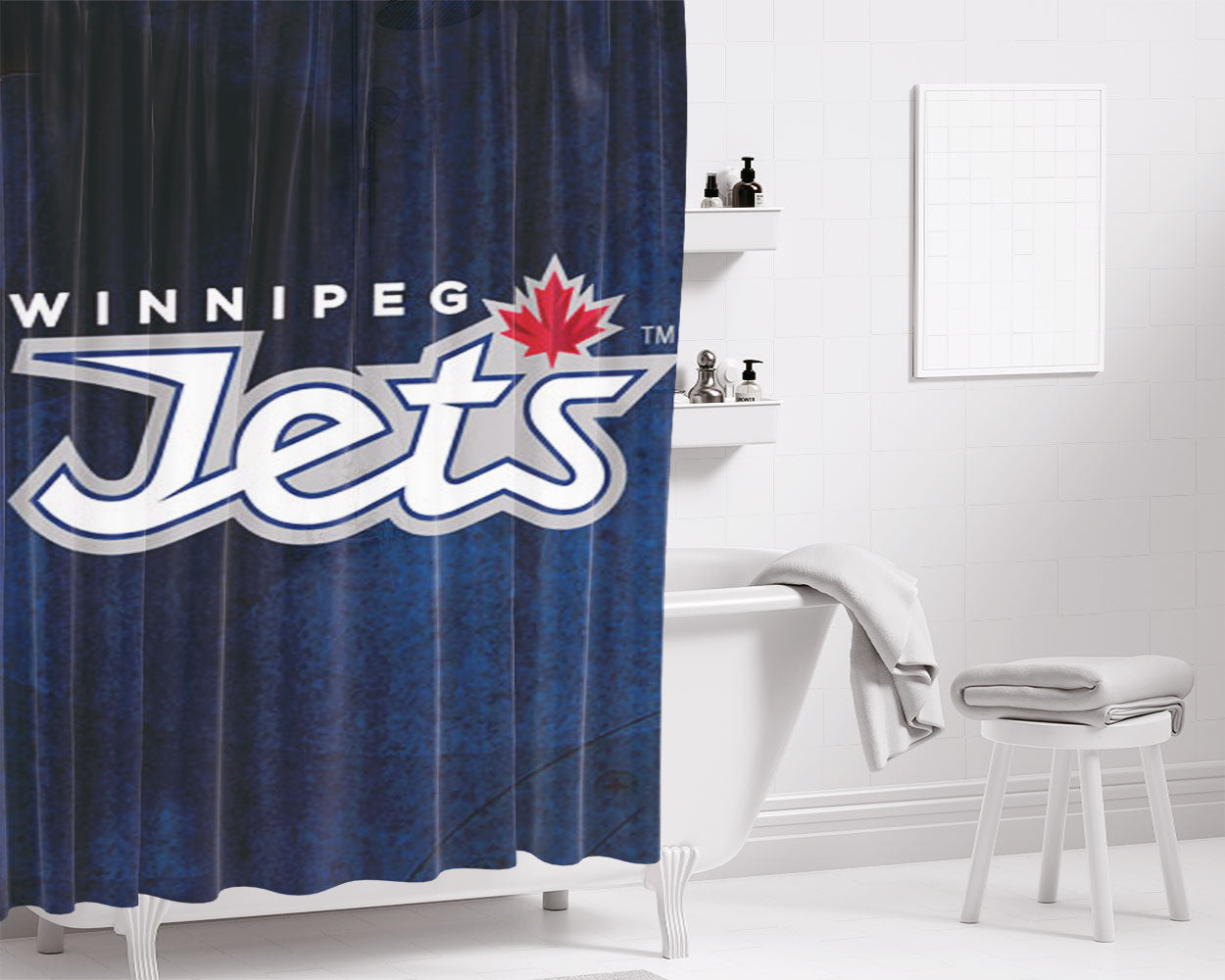 Winnipeg Jets Symbol Bathroom Shower Curtain Fabric Waterproof | 66 X 72 Inch