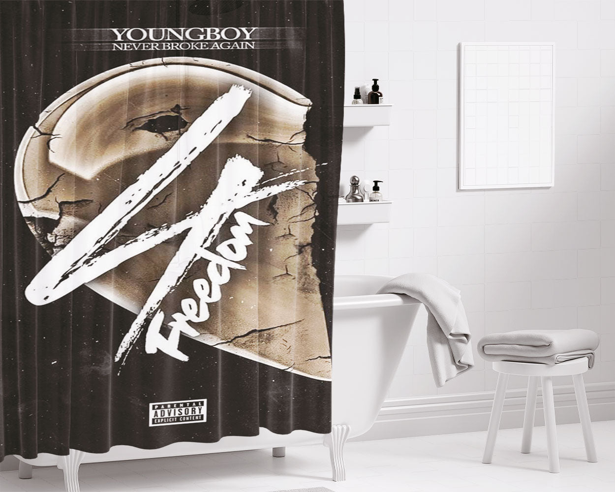 Youngboy Nba 4 Freedom Bathroom Shower Curtain Fabric Waterproof | 66 X 72 Inch