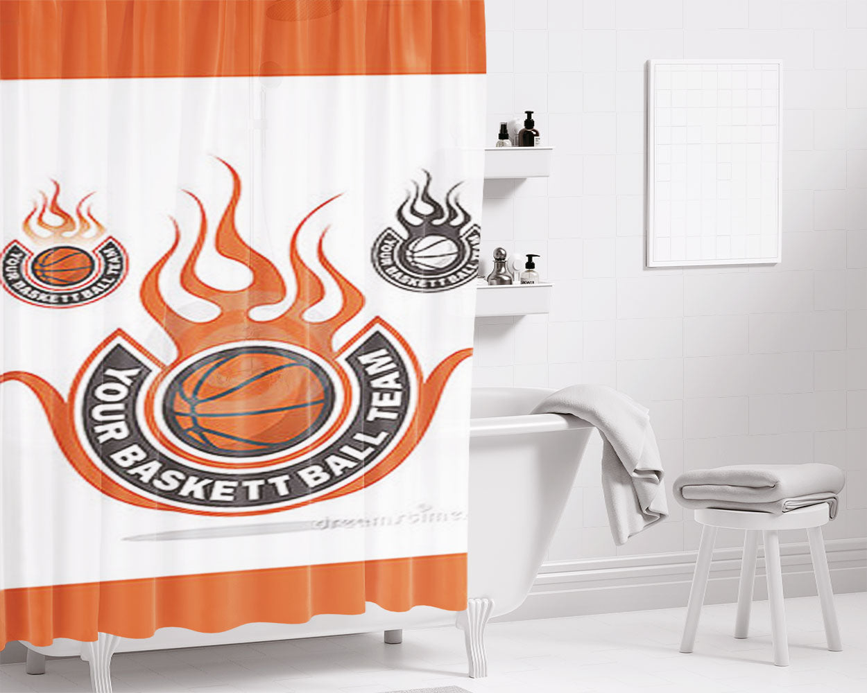 Your Basketball Team Bathroom Shower Curtain Fabric Waterproof | 66 X 72 Inch