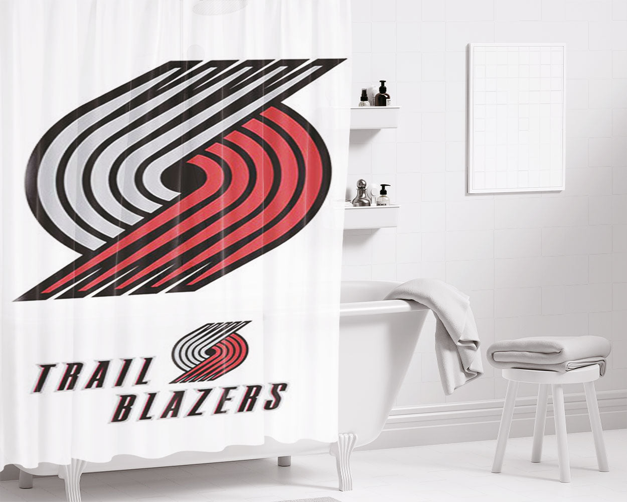 Best Portland Trail Blazers Bathroom Shower Curtain Fabric Waterproof | 66 X 72 Inch