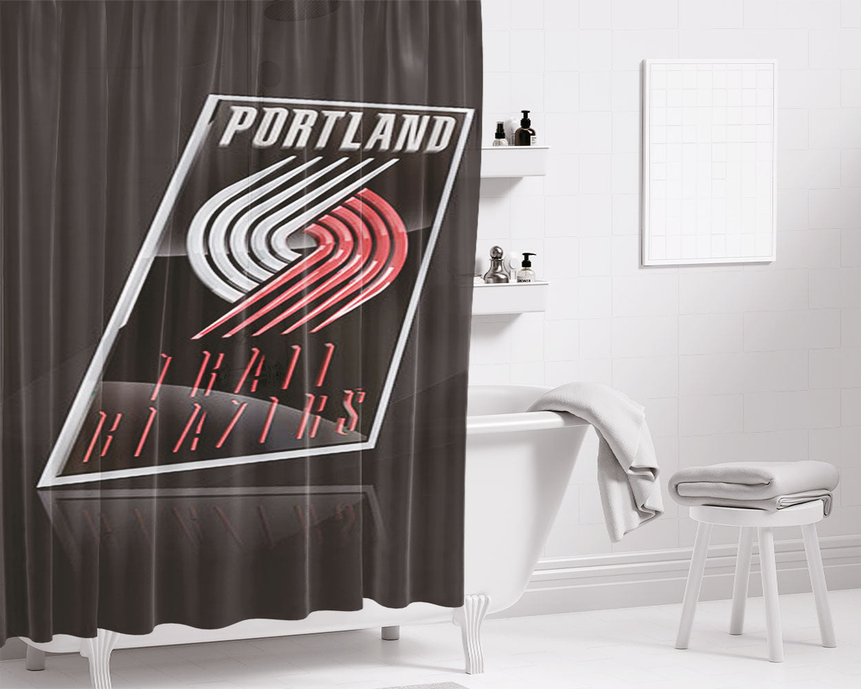 Blazer Logos Portland Bathroom Shower Curtain Fabric Waterproof | 66 X 72 Inch