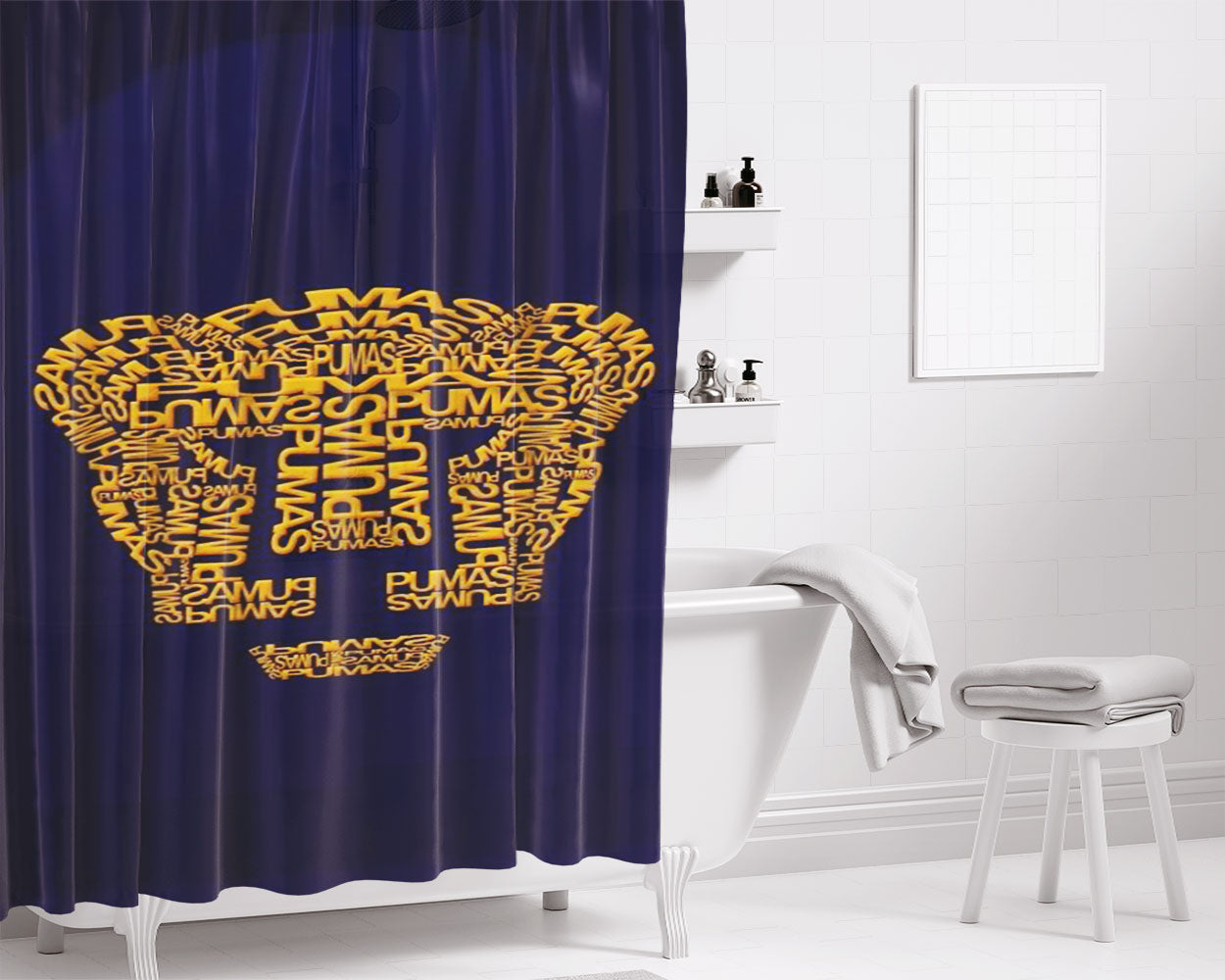Club Universidad Pumas Unam Bathroom Shower Curtain Fabric Waterproof | 66 X 72 Inch