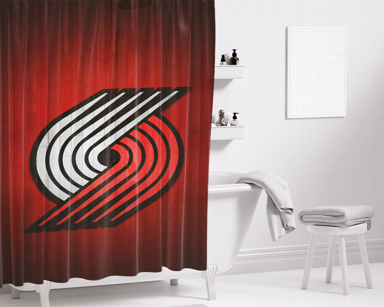 Portland Trail Blazers Hardwood 2 Bathroom Shower Curtain Fabric Waterproof | 66 X 72 Inch