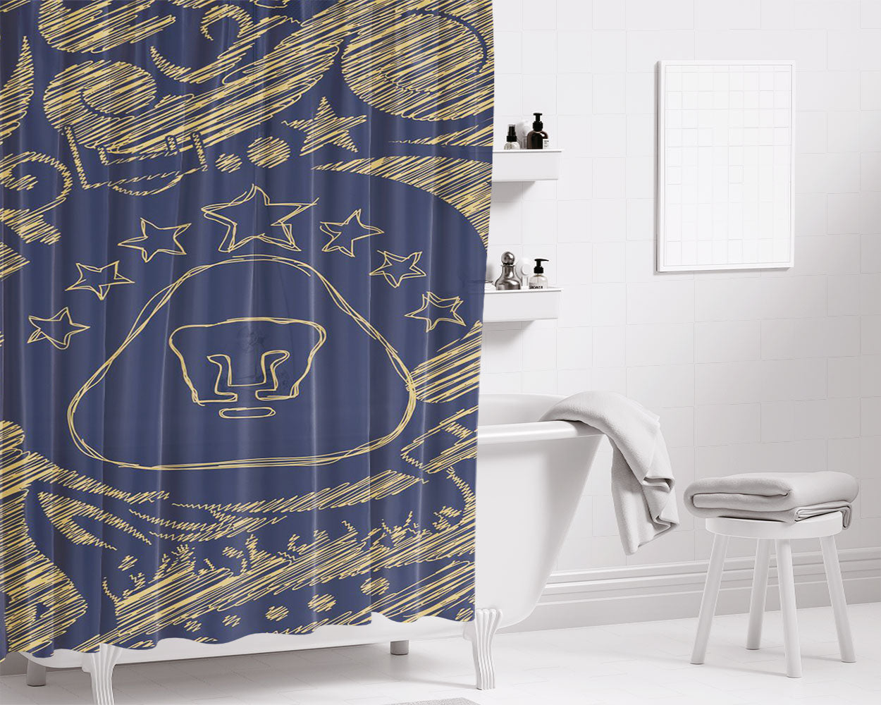 Pumas Unam Art Bathroom Shower Curtain Fabric Waterproof | 66 X 72 Inch