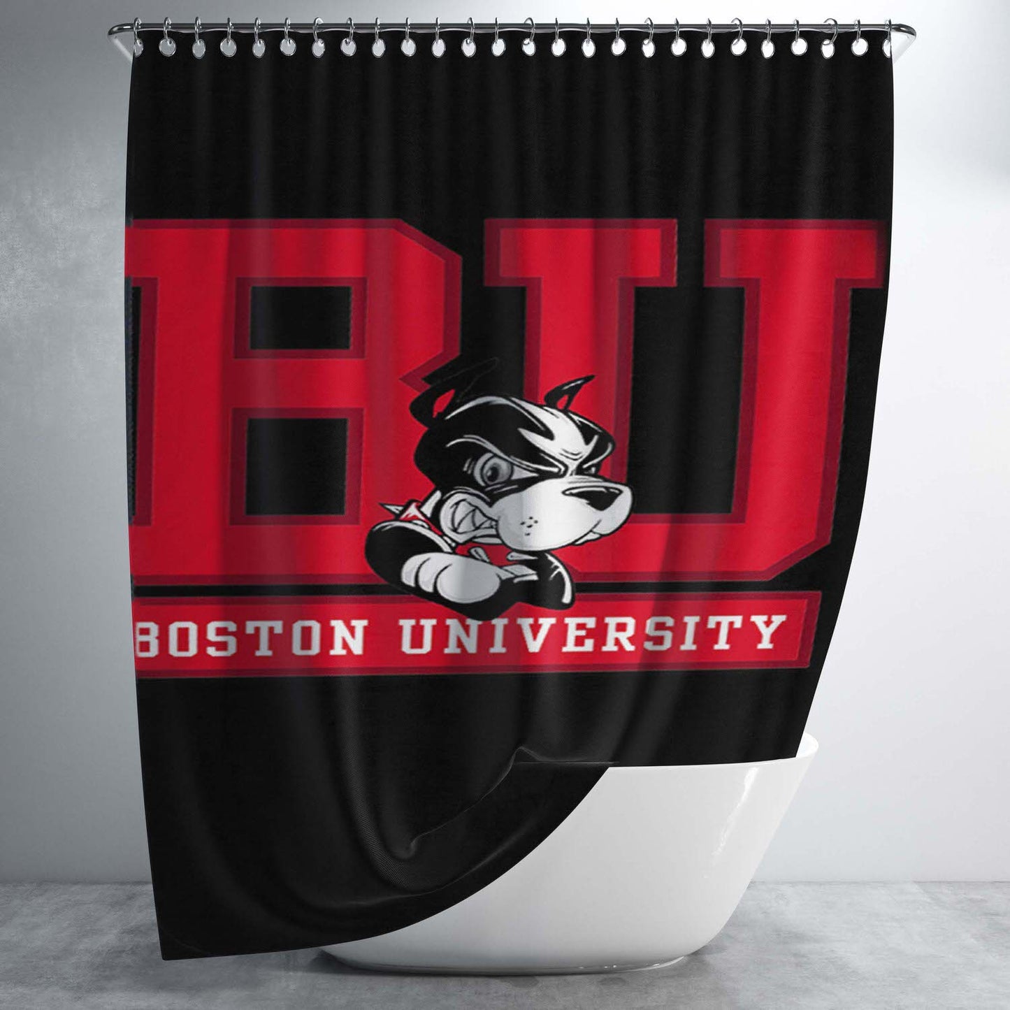 Boston University Bathroom Shower Curtain Fabric Waterproof | 66 X 72 Inch