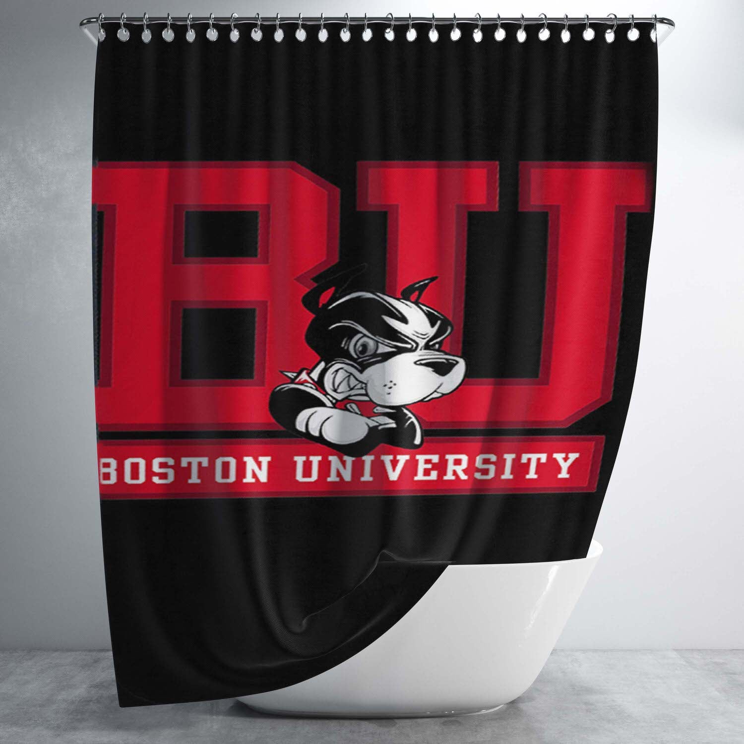 Boston University Bathroom Shower Curtain Fabric Waterproof | 66 X 72 Inch