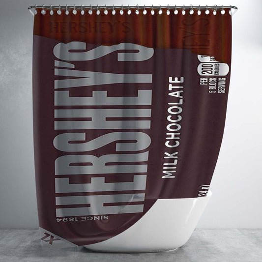 Hershey Milk Chocolate Candy Bar Xl Bathroom Shower Curtain Fabric Waterproof | 66 X 72 Inch