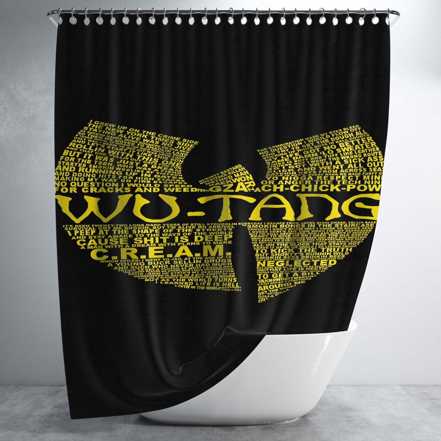 Hip Hop Rap Wu Tang Clan Bathroom Shower Curtain Fabric Waterproof | 66 X 72 Inch
