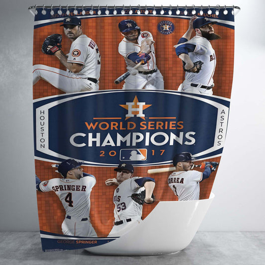 Houston Astros 2017 World Series Champions Bathroom Shower Curtain Fabric Waterproof | 66 X 72 Inch