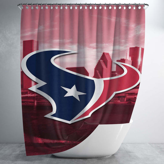 Houston Texans Bathroom Shower Curtain Fabric Waterproof | 66 X 72 Inch