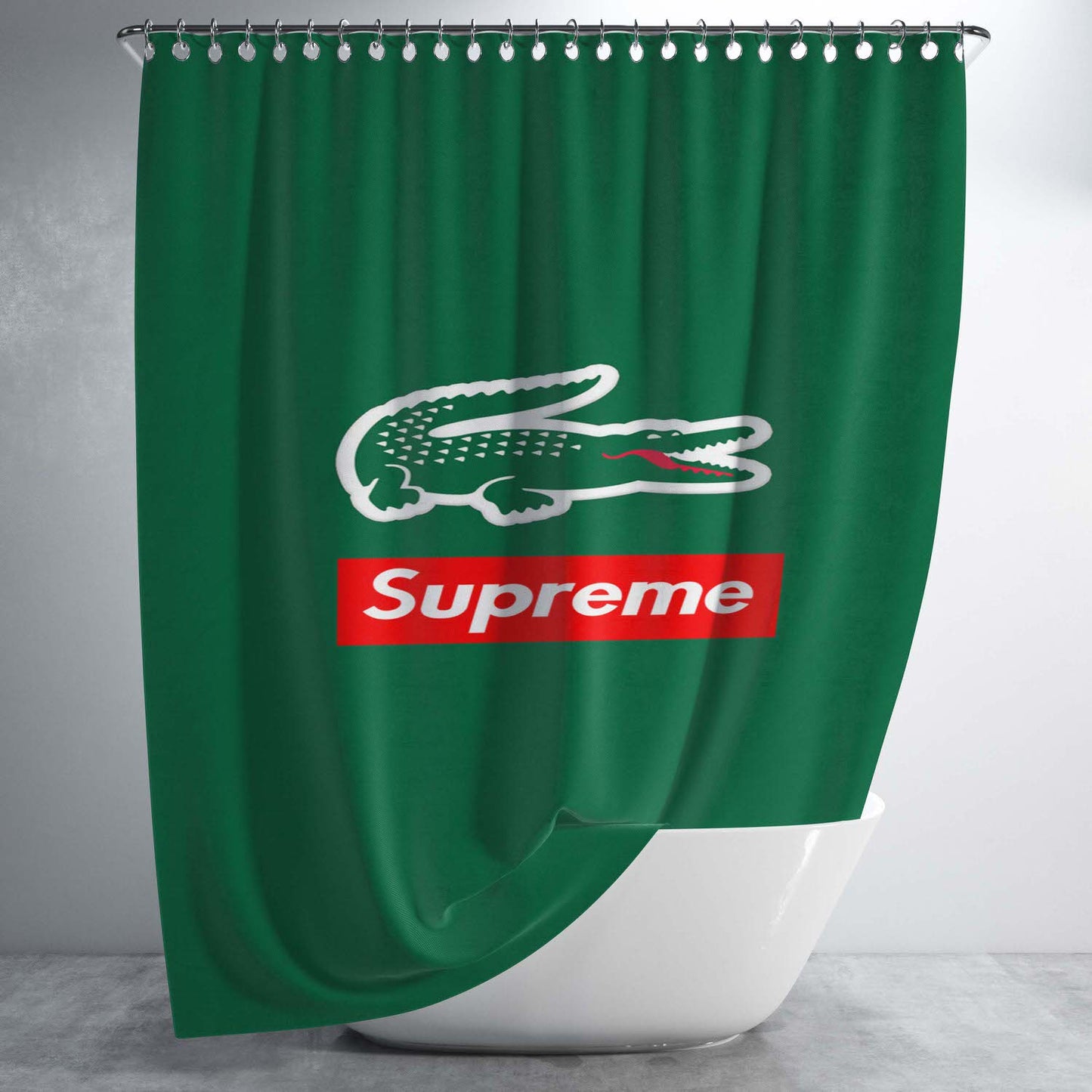 Lacoste X Supreme Bathroom Shower Curtain Fabric Waterproof | 66 X 72 Inch