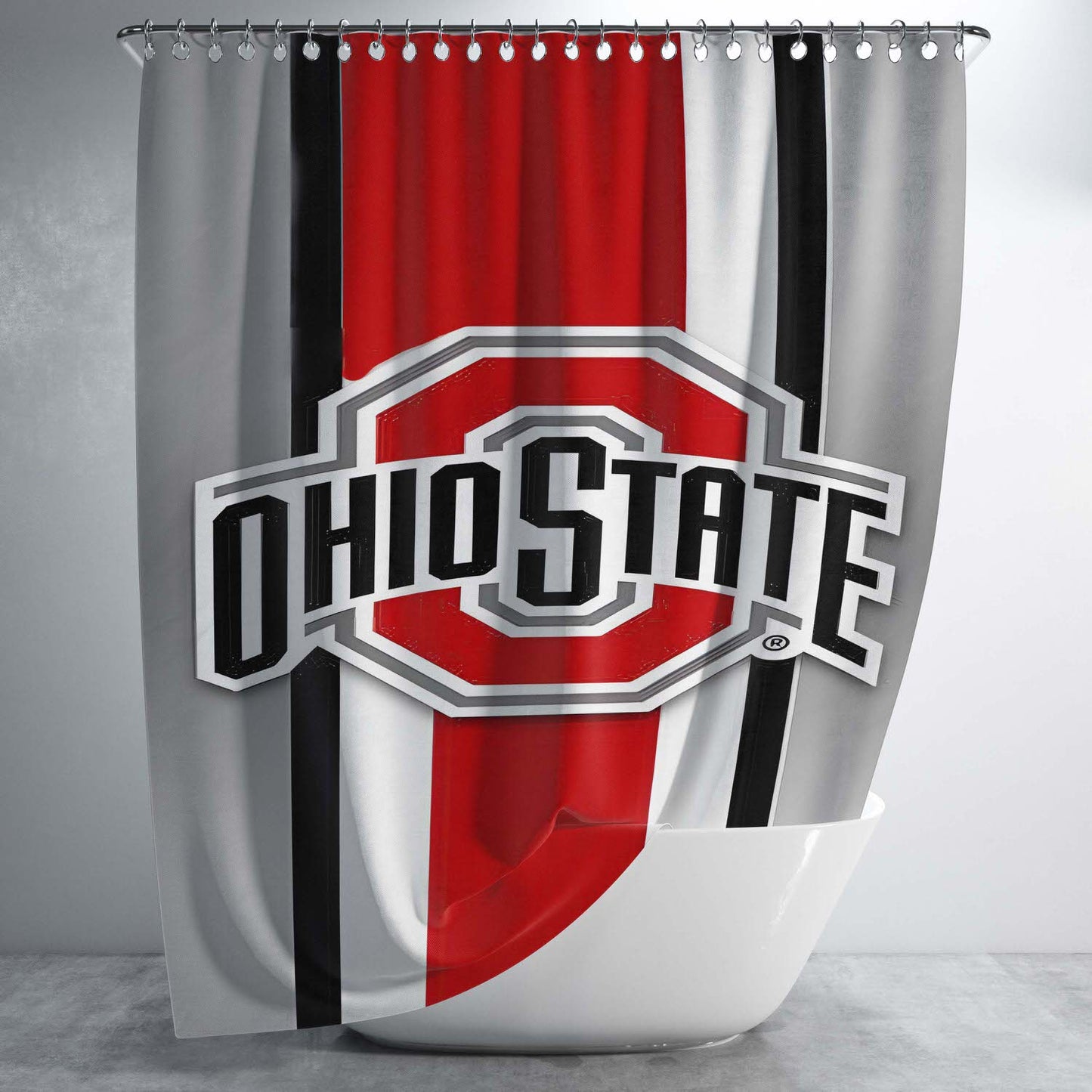 Logo Ohio State Buckeyes Bathroom Shower Curtain Fabric Waterproof | 66 X 72 Inch