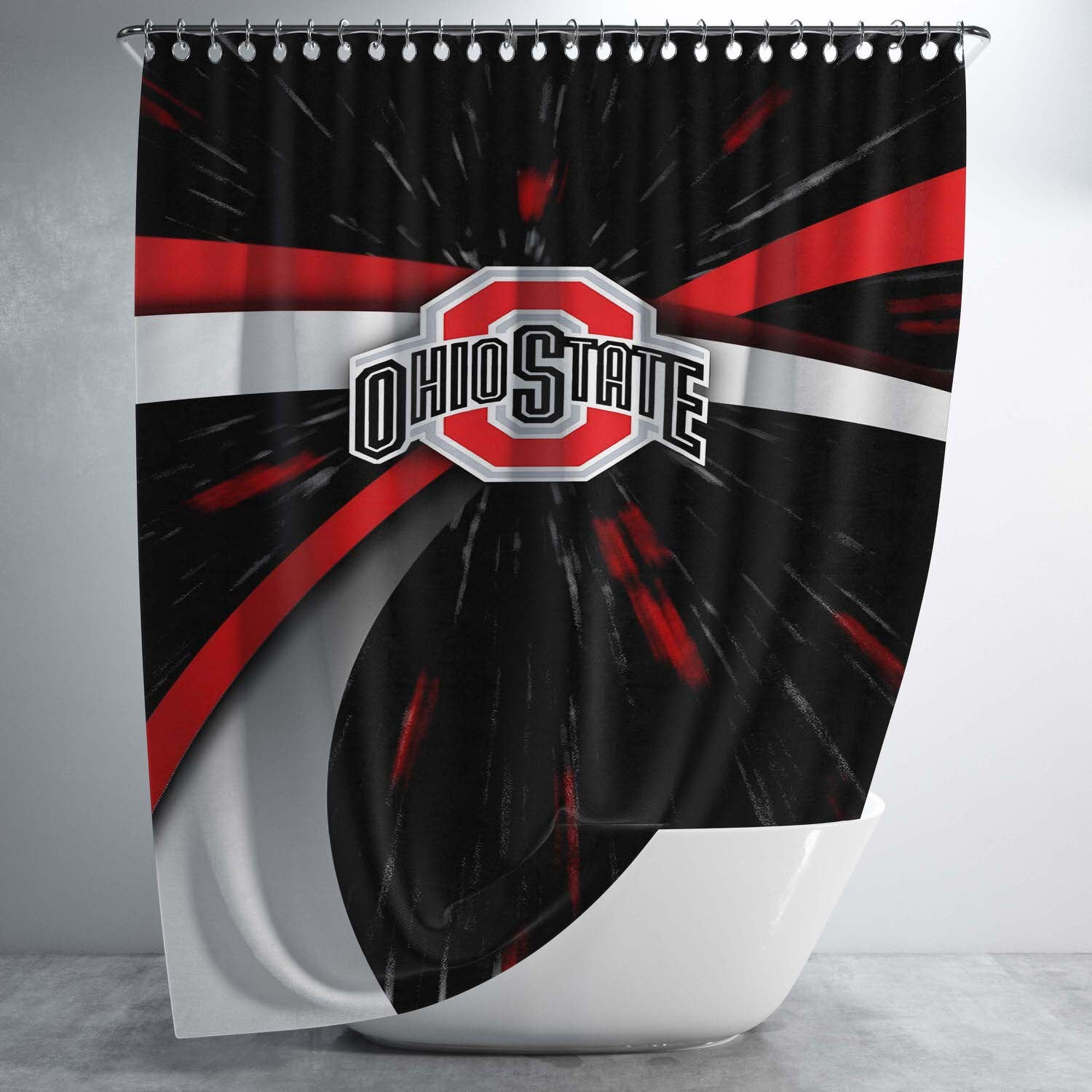 Ohio State Buckeyes Bathroom Shower Curtain Fabric Waterproof | 66 X 72 Inch