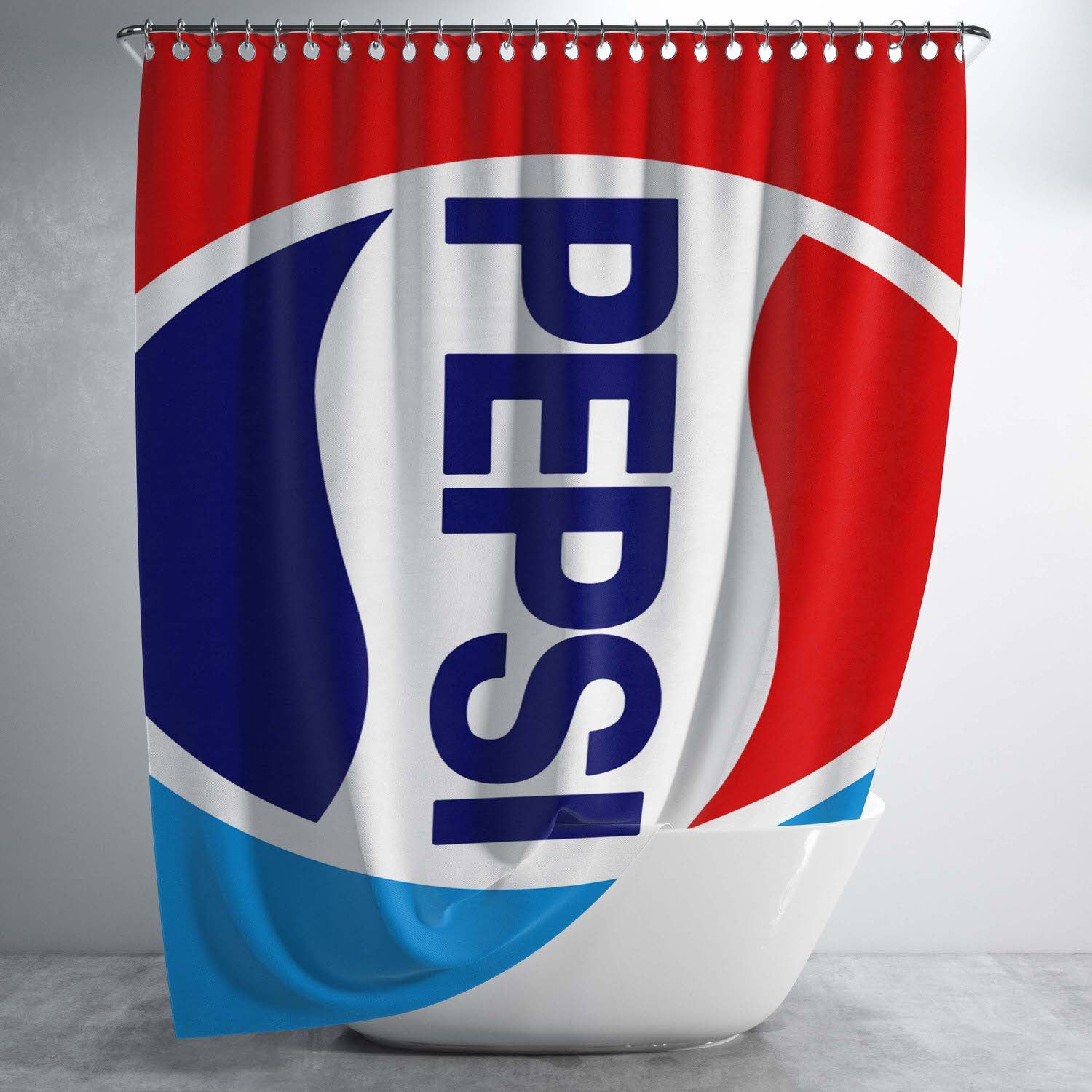 Pepsi Logo 1982 Bathroom Shower Curtain Fabric Waterproof | 66 X 72 Inch