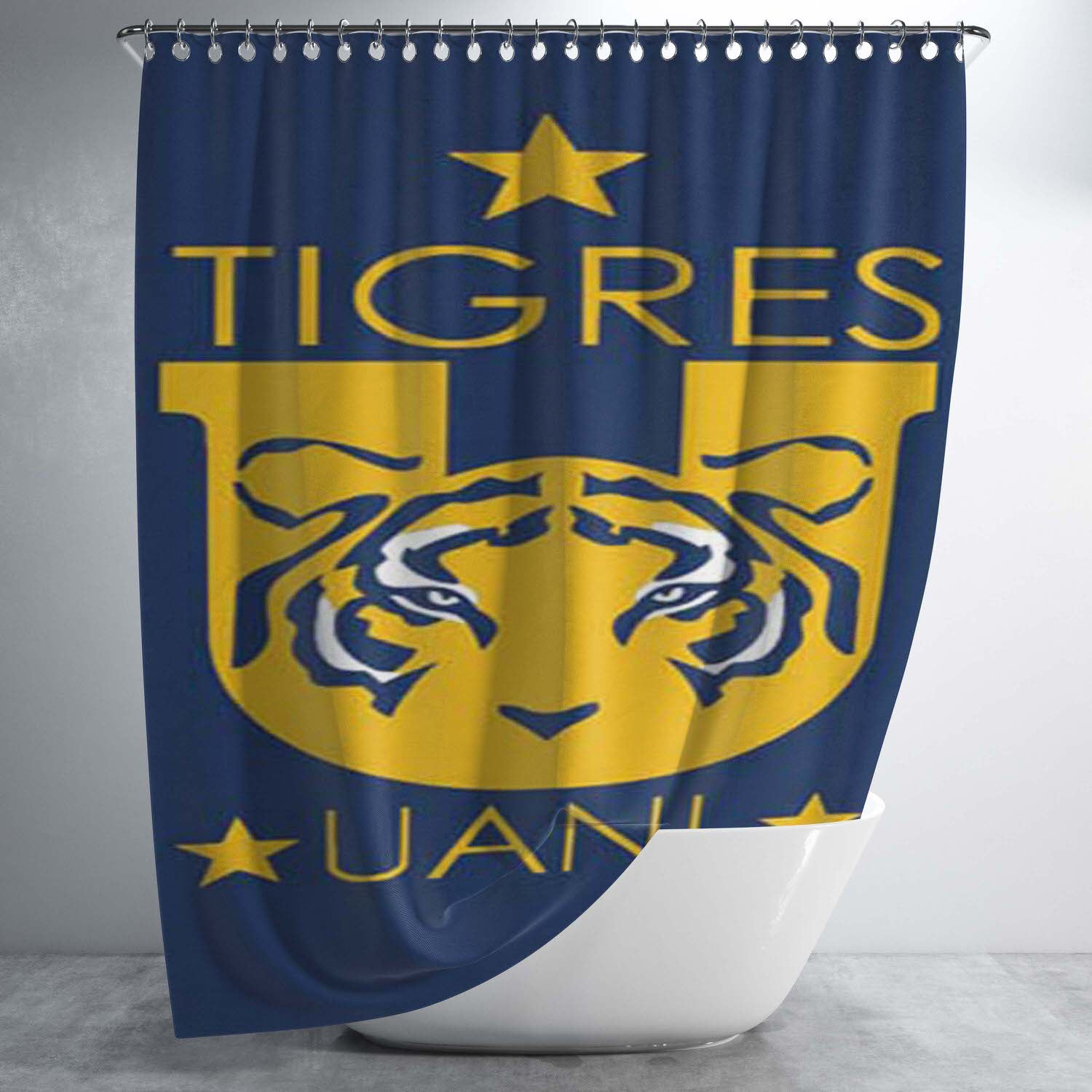 Tigres Uanl Logo Bathroom Shower Curtain Fabric Waterproof | 66 X 72 Inch