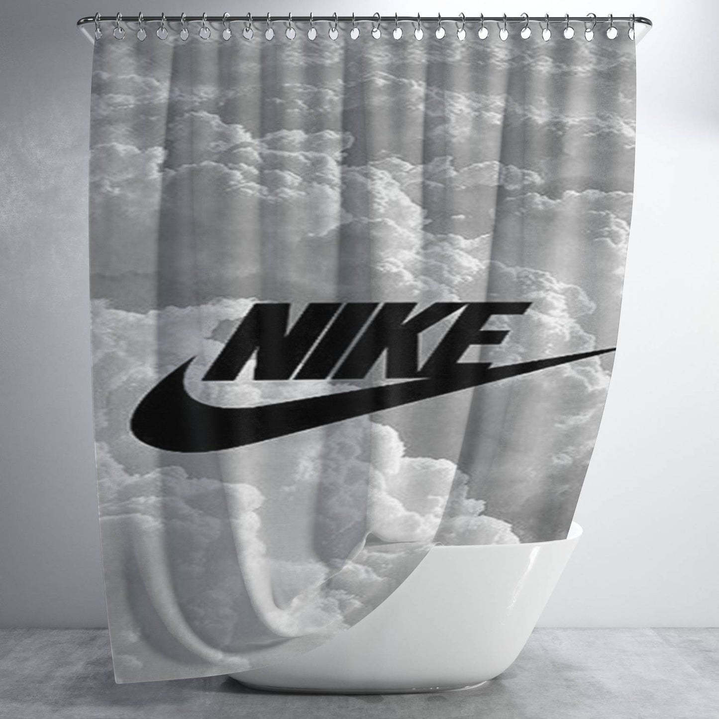 Nike Logo Cloud Bathroom Shower Curtain Fabric Waterproof | 66 X 72 Inch