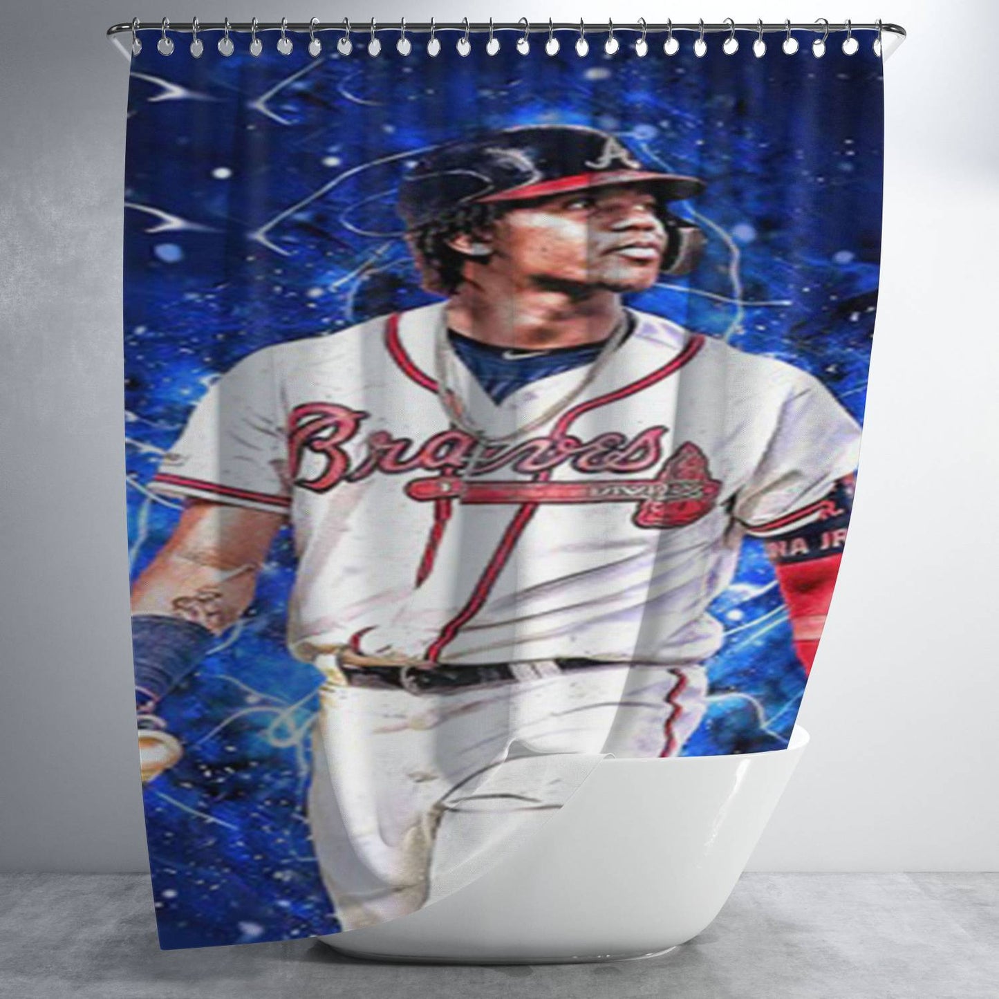 Ronald Acuna Jr Atlanta Braves Baseball Bathroom Shower Curtain Fabric Waterproof | 66 X 72 Inch