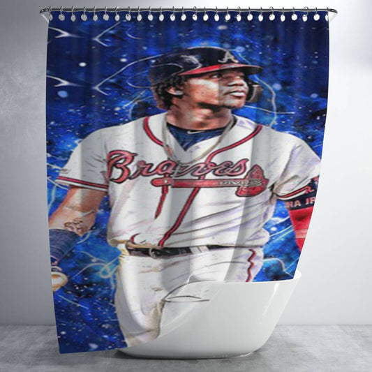 Personalized Ronald Acuna Jr Atlanta Braves Baseball Shower Curtain Farmhouse Bathroom Decor