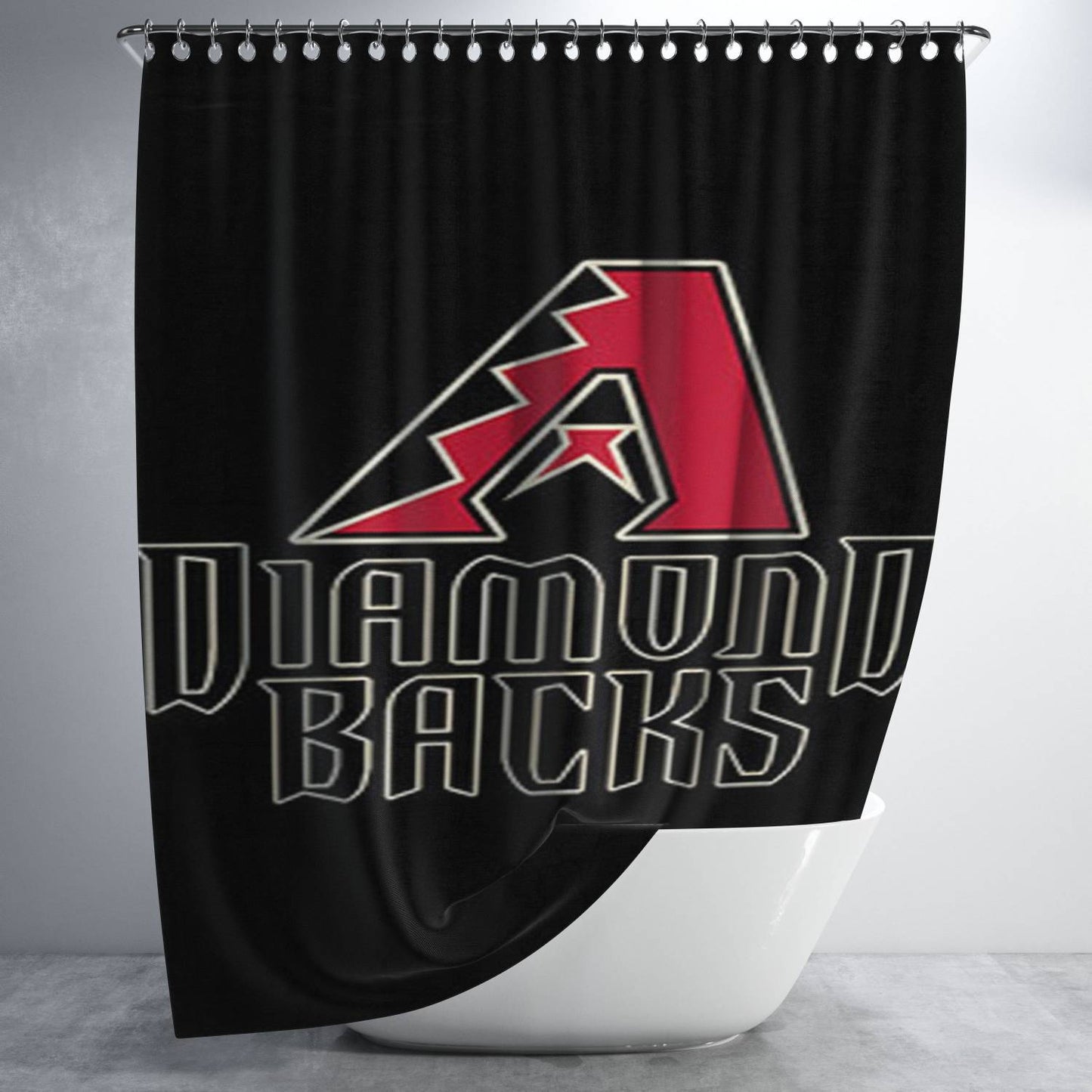 Diamond Backs Baseball Logo Black Bathroom Shower Curtain Fabric Waterproof | 66 X 72 Inch